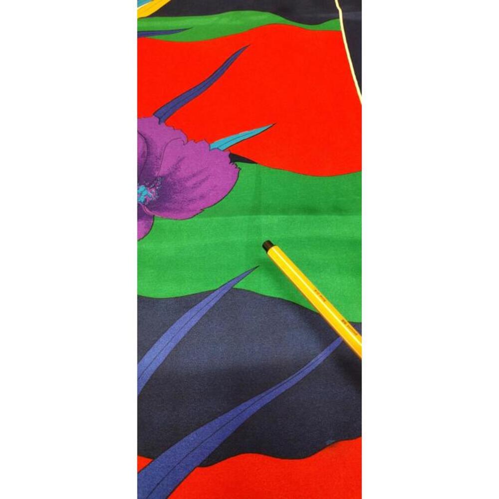 Vintage Fine Silk Square Scarf High End Stunning Colors Purple Floral DESIGN - Picture 16 of 16